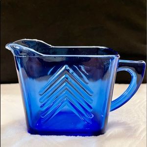 1930 COBALT BLUE DEPRESSION GLASS CREAMER PITCHER